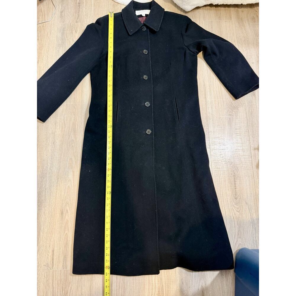 Liz Claiborne Women’s Long Black Wool Coat Size 12 Classic Button Front - Picture 10 of 10
